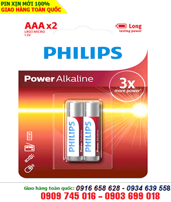 Philips Ultra LR03/AM4; Pin đũa AAA 1,5V Philips LR03/AM4 Alkaline chính hãng (loại vỉ 2 viên)